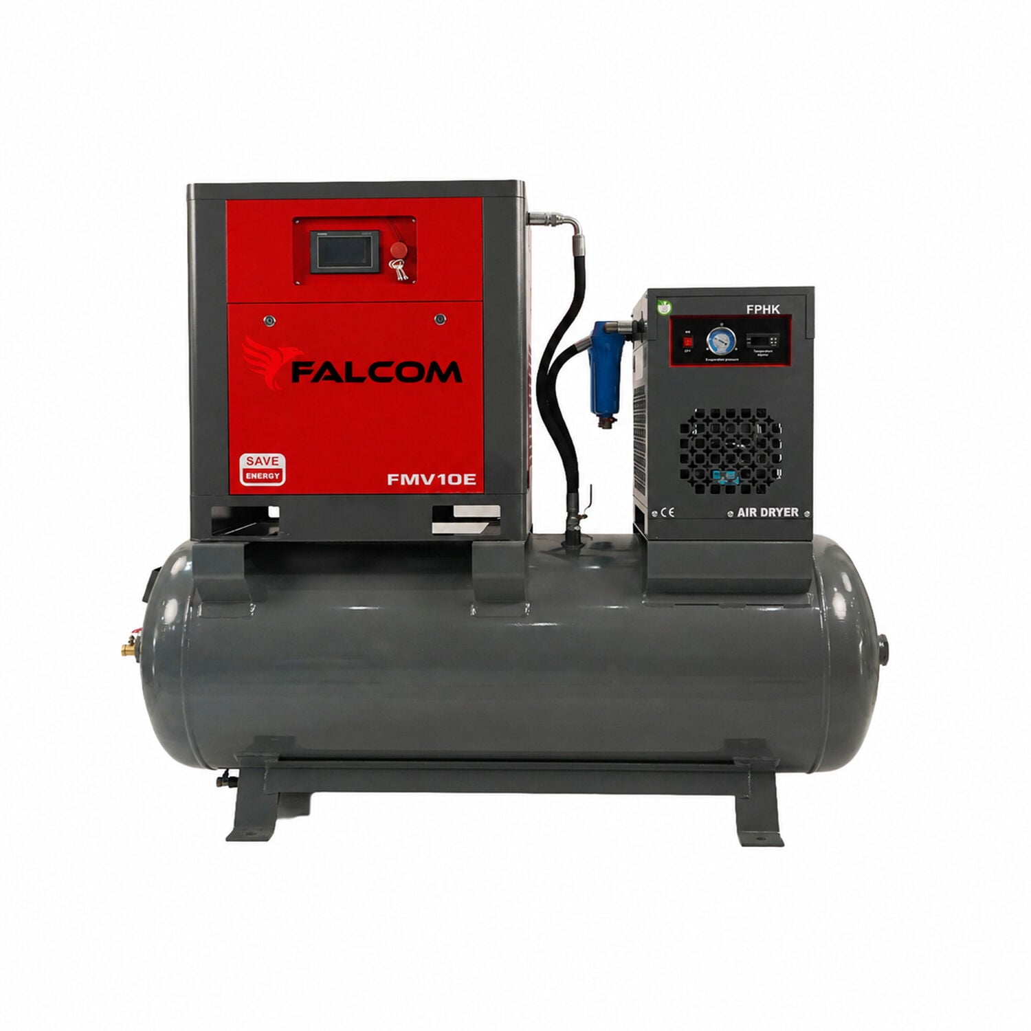FALCOM 10 HP 500 Lt Depo Üstü İnvertörlü Vidalı Hava Kompresörü